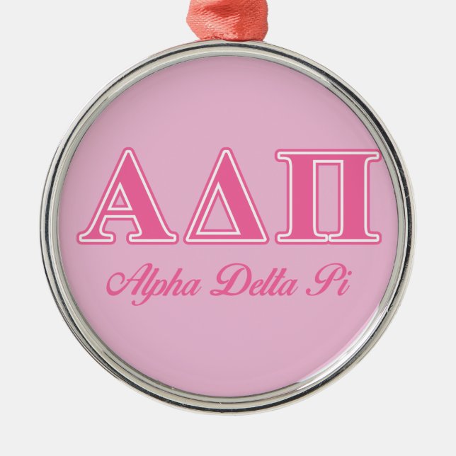 Alpha Delta Pi Pink Letters Metal Ornament (Front)