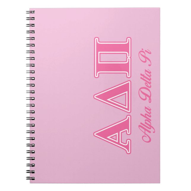 Alpha Delta Pi Pink Letters Notebook (Front)