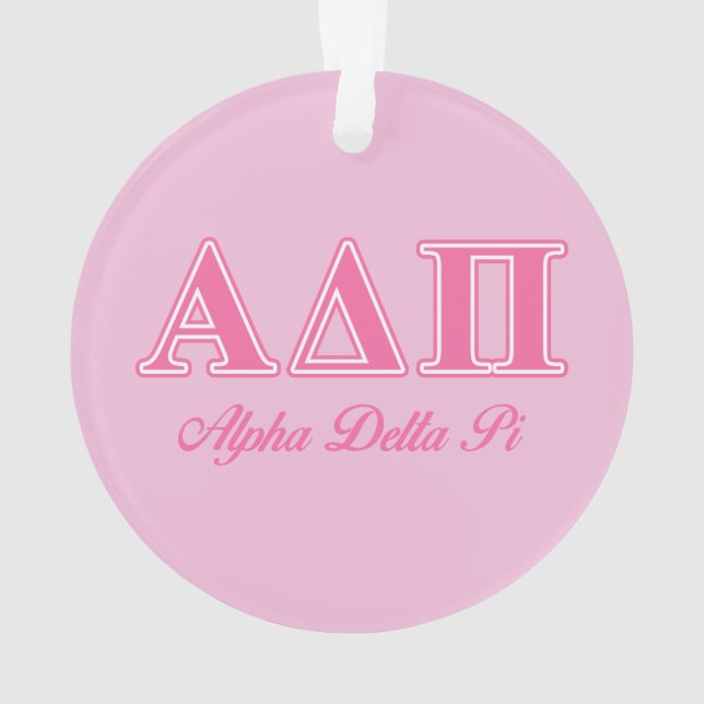Alpha Delta Pi Pink Letters Ornament (Back)