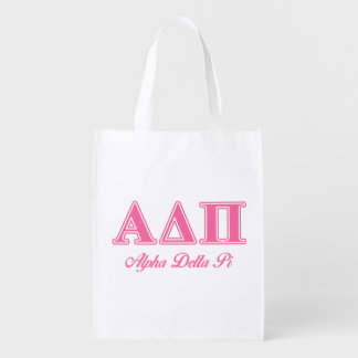 Alpha Delta Pi Pink Letters Reusable Grocery Bag