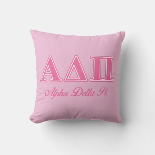 Alpha Delta Pi Pink Letters Throw Pillow