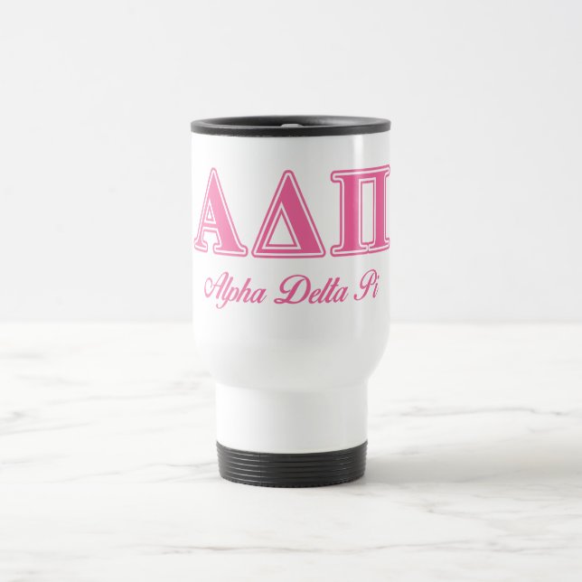 Alpha Delta Pi Pink Letters Travel Mug (Center)