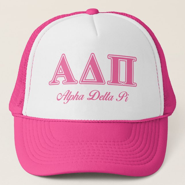 Alpha Delta Pi Pink Letters Trucker Hat (Front)