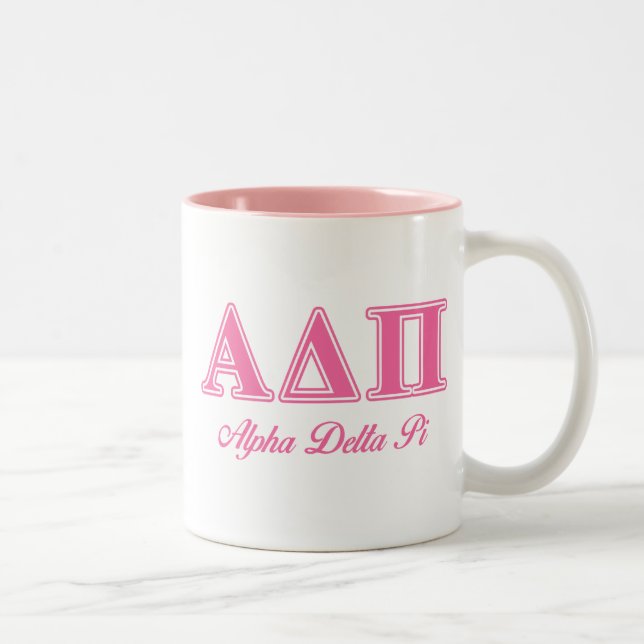 Alpha Delta Pi Pink Letters Two-Tone Coffee Mug (Right)