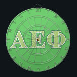 Alpha Epsilon Phi Green Letters 2 Dartboard With Darts<br><div class="desc">Check out these official Alpha Epsilon Phi designs! Personalize your own Greek merchandise on Zazzle.com! Click the Customize button to insert your own name, class year, or club to make a unique product. Try adding text using various fonts & view a preview of your design! Zazzle's easy to customize products...</div>