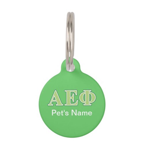 Alpha Epsilon Phi Green Letters 2 Pet Name Tag