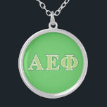 Alpha Epsilon Phi Green Letters 2 Silver Plated Necklace<br><div class="desc">Check out these official Alpha Epsilon Phi designs! Personalize your own Greek merchandise on Zazzle.com! Click the Customize button to insert your own name, class year, or club to make a unique product. Try adding text using various fonts & view a preview of your design! Zazzle's easy to customize products...</div>