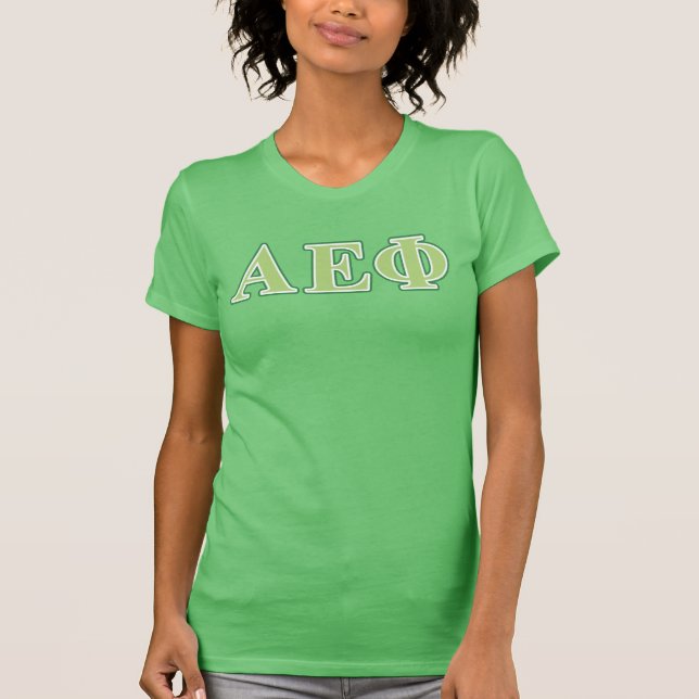 Alpha Epsilon Phi Green Letters 2 T-Shirt (Front)