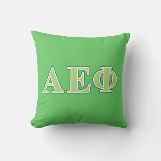 Alpha Epsilon Phi Green Letters 2 Throw Pillow (Front)
