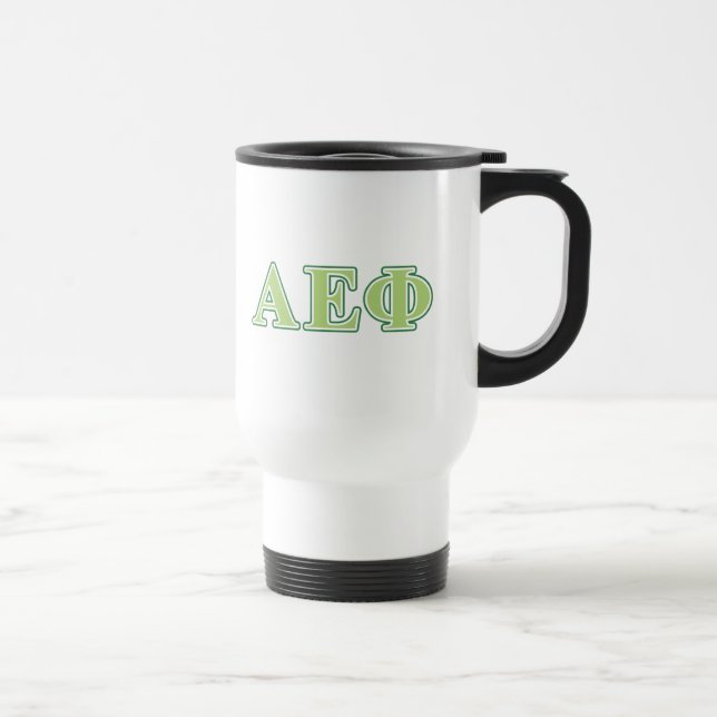 Alpha Epsilon Phi Green Letters 2 Travel Mug (Right)