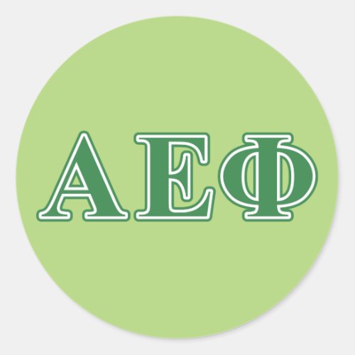 Alpha Epsilon Phi Green Letters 3 Classic Round Sticker