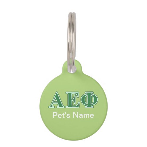 Alpha Epsilon Phi Green Letters 3 Pet Name Tag