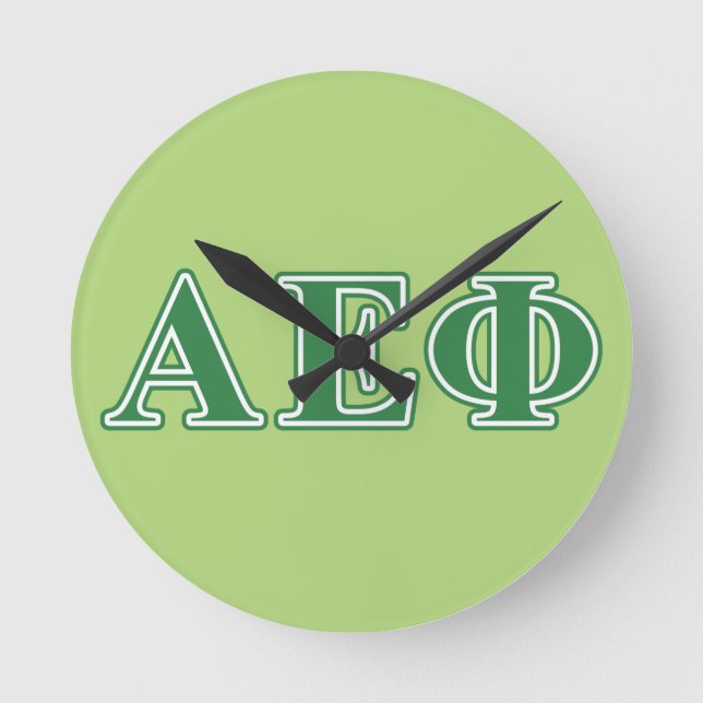 Alpha Epsilon Phi Green Letters 3 Round Clock (Front)