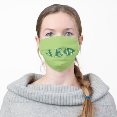 Alpha Epsilon Phi Green Letters Adult Cloth Face Mask