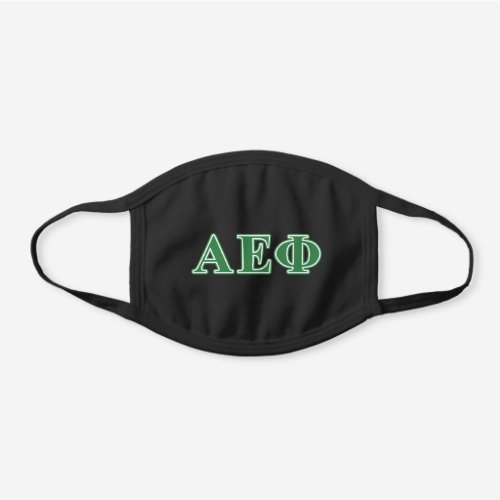 Alpha Epsilon Phi Green Letters Black Cotton Face Mask