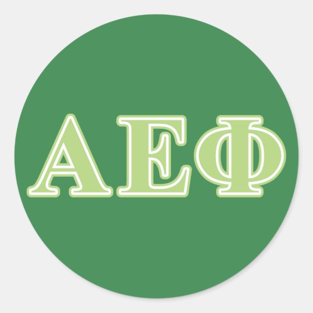 Alpha Epsilon Phi Green Letters Classic Round Sticker (Front)