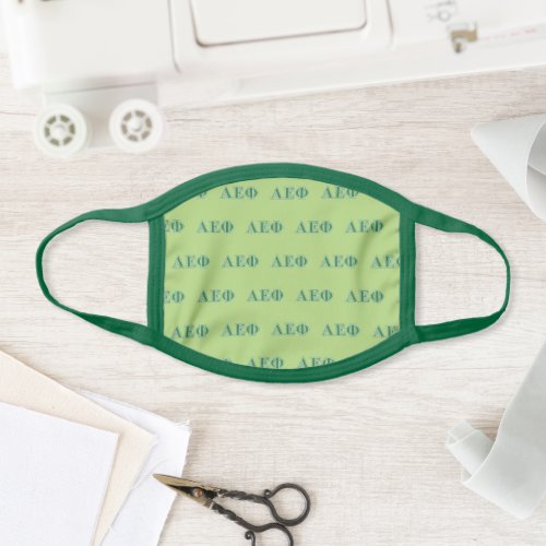 Alpha Epsilon Phi Green Letters Face Mask