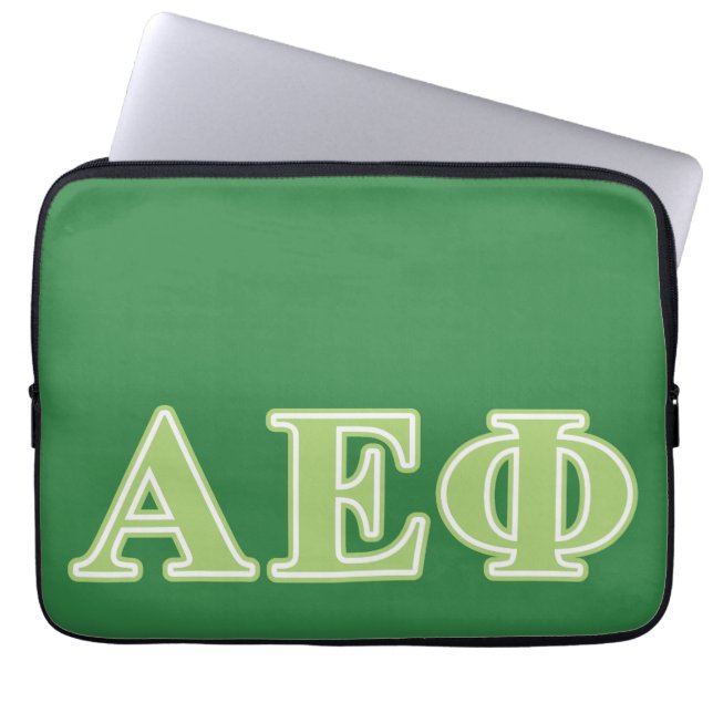 Alpha Epsilon Phi Green Letters Laptop Sleeve (Front)