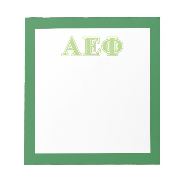 Alpha Epsilon Phi Green Letters Notepad (Front)