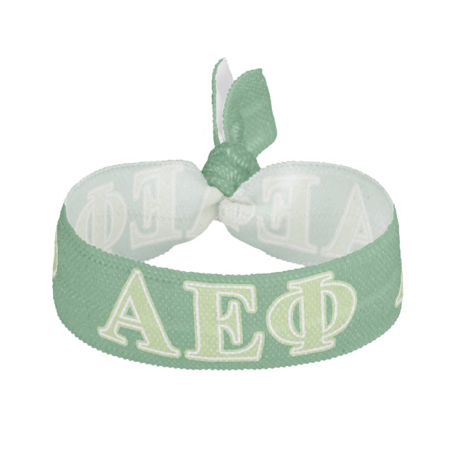 Alpha Epsilon Phi Green Letters Ribbon Hair Tie (Front)