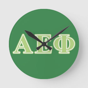 Alpha Epsilon Phi Green Letters Round Clock