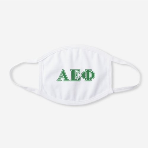 Alpha Epsilon Phi Green Letters White Cotton Face Mask