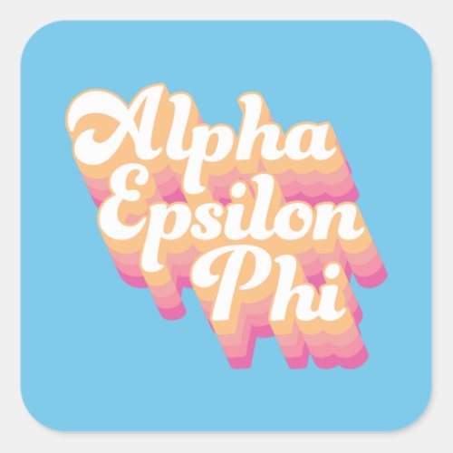 Alpha Epsilon Phi  Groovy Script Square Sticker