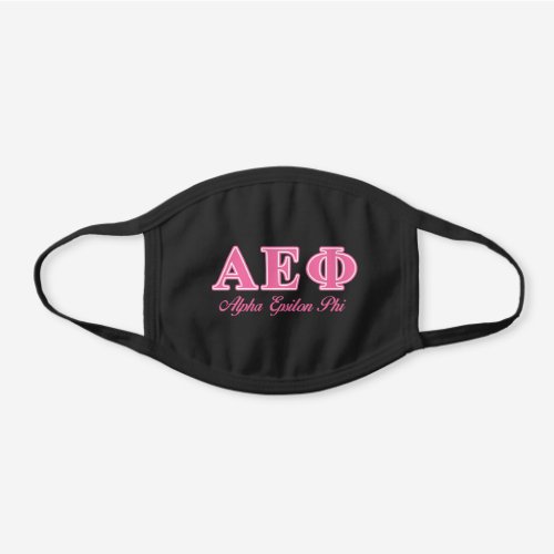 Alpha Epsilon Phi Pink Letters Black Cotton Face Mask