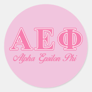 Alpha Epsilon Phi Pink Letters Classic Round Sticker