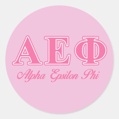 Alpha Epsilon Phi Pink Letters Classic Round Sticker