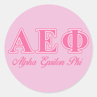 Alpha Epsilon Phi Pink Letters Classic Round Sticker