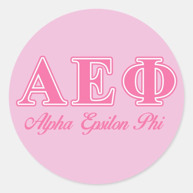 Alpha Epsilon Phi Pink Letters Classic Round Sticker (Front)