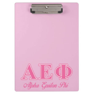 Alpha Epsilon Phi Pink Letters Clipboard
