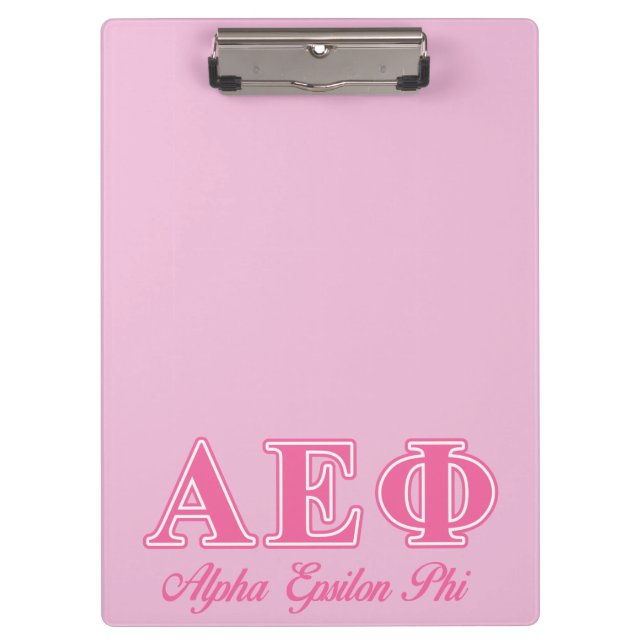Alpha Epsilon Phi Pink Letters Clipboard (Front)