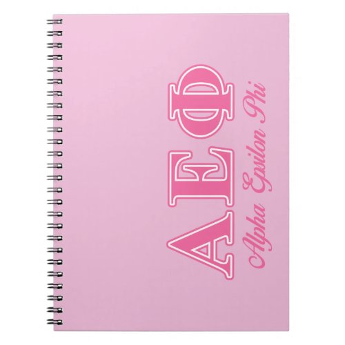 Alpha Epsilon Phi Pink Letters Notebook
