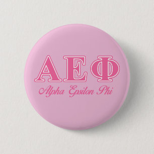 Alpha Epsilon Phi Pink Letters Pinback Button