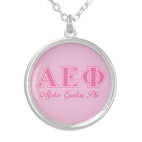 Alpha Epsilon Phi Pink Letters Silver Plated Necklace