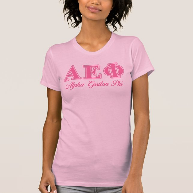 Alpha Epsilon Phi Pink Letters T-Shirt (Front)