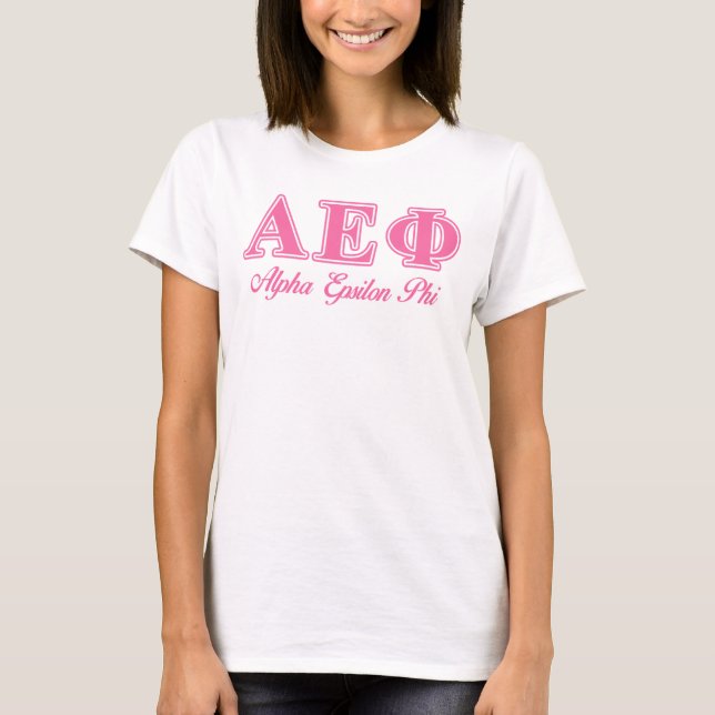 Alpha Epsilon Phi Pink Letters T-Shirt (Front)
