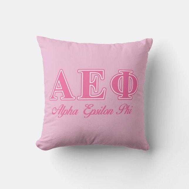 Alpha Epsilon Phi Pink Letters Throw Pillow (Front)