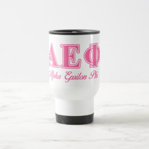 Alpha Epsilon Phi Pink Letters Travel Mug