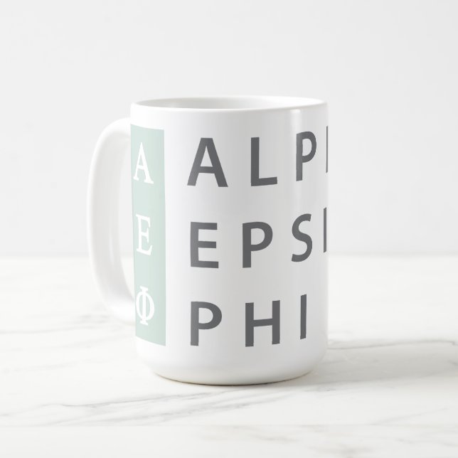 Alpha Epsilon Phi | Stacked Logo Coffee Mug (Front Left)