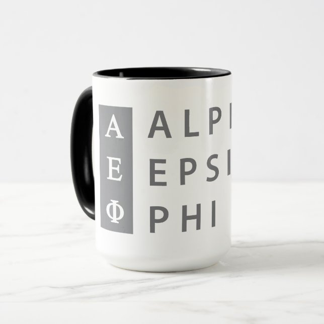 Alpha Epsilon Phi | Stacked Logo Mug (Front Left)