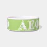 Alpha Epsilon Phi White and Green Letters Bowl<br><div class="desc">Check out these official Alpha Epsilon Phi designs! Personalize your own Greek merchandise on Zazzle.com! Click the Customize button to insert your own name, class year, or club to make a unique product. Try adding text using various fonts & view a preview of your design! Zazzle's easy to customize products...</div>
