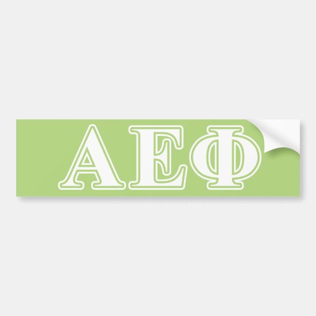 Alpha Epsilon Phi White and Green Letters Bumper Sticker (Front)