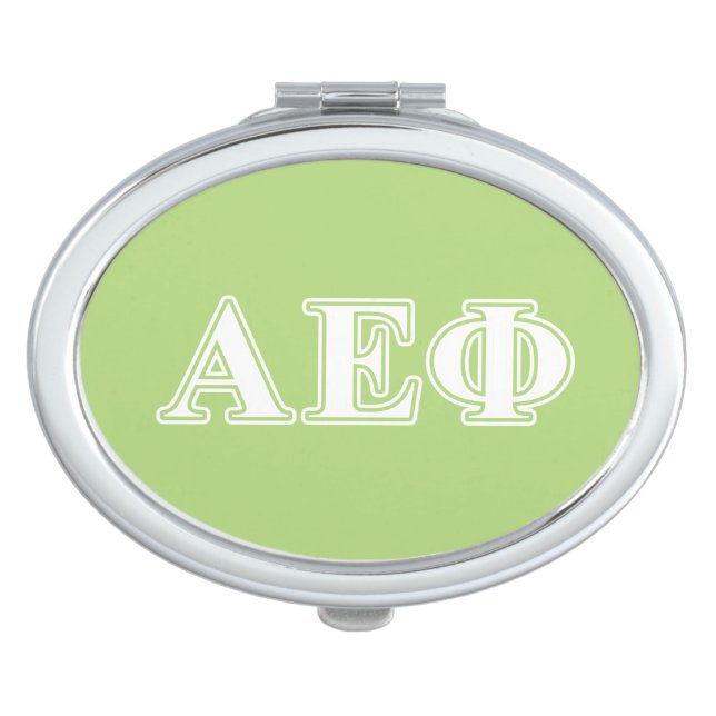 Alpha Epsilon Phi White and Green Letters Compact Mirror (Front)
