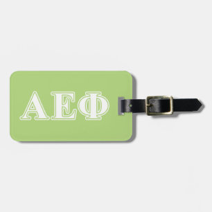 Alpha Epsilon Phi White and Green Letters Luggage Tag