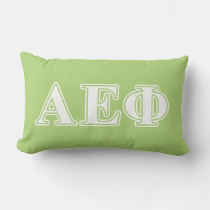 Alpha Epsilon Phi White and Green Letters Lumbar Pillow