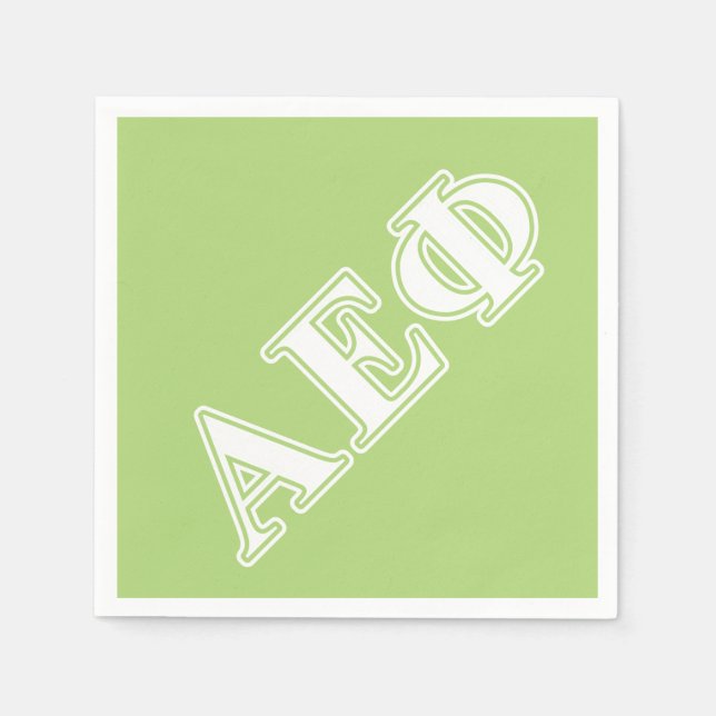 Alpha Epsilon Phi White and Green Letters Napkins (Front)