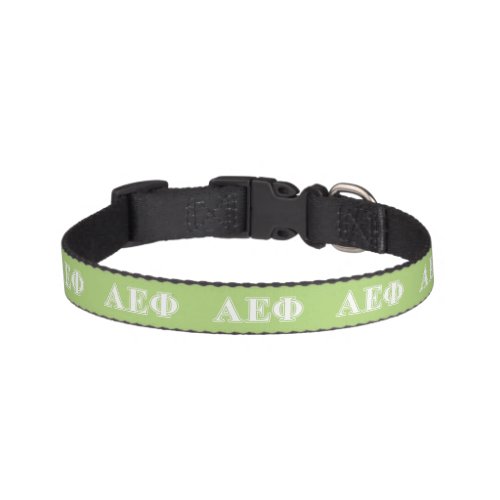 Alpha Epsilon Phi White and Green Letters Pet Collar